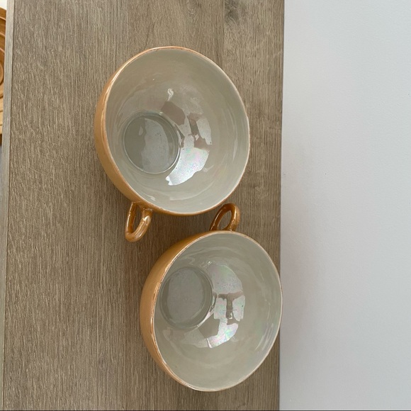 2pc Peach Lustre Marigold Carnival Glass Cups - Picture 4 of 5